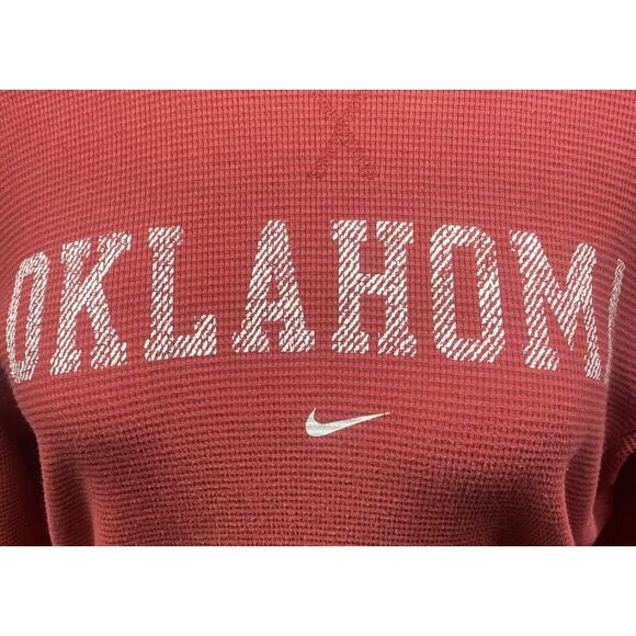 Nike Team Apparel Oklahoma Sooners Waffle Knit Shirt Maroon Gray Sz Large - Picture 2 of 10